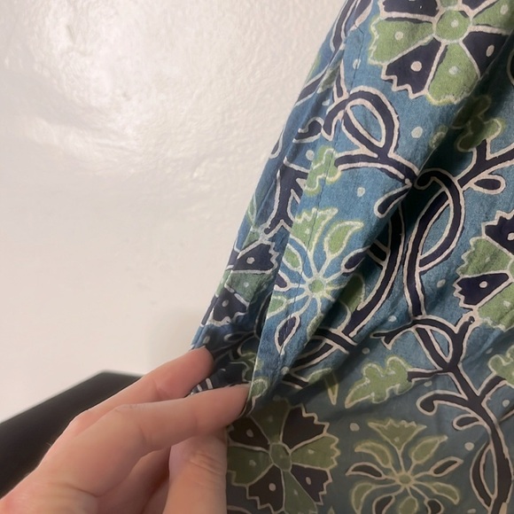 NWOT April Cornell 100% Cotton Scandinavian Floral Blue & Green Jumpsuit Sz XS - Picture 4 of 9